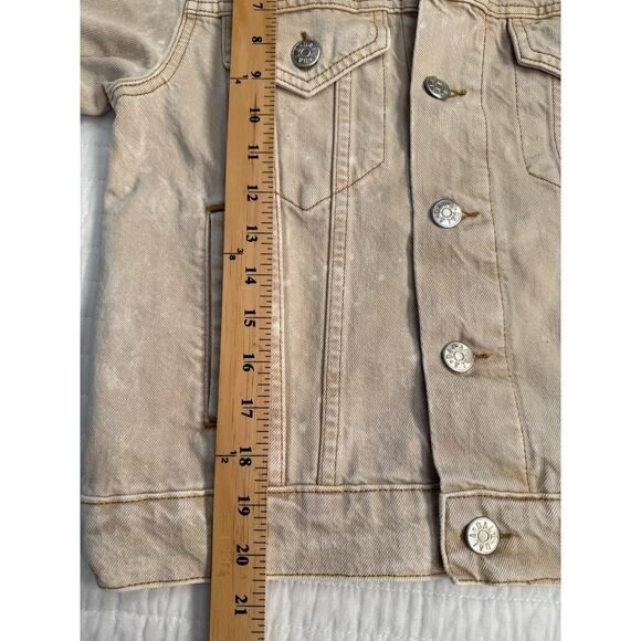 DALA Trucker Jacket Women's Small Beige Slim Drought Organic Cotton Denim Washed - Picture 8 of 8
